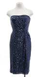 Lauren By Ralph Lauren Navy Blue Sequin Strapless Cocktail Dress