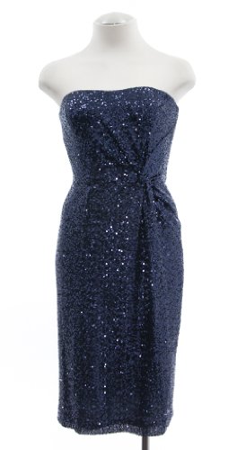 Lauren By Ralph Lauren Navy Blue Sequin Strapless Cocktail Dress
