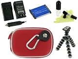rooCASE 5n1 EVA Hard Shell (Red) Case with Memory Foam / NB-4L 900MaH Li-Ion Battery / AC DC Charger / Tripod / LCD Cleaning Kit for Canon PowerShot SD1400IS 14.1 MP Digital Camera Orange