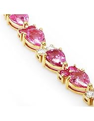PassionGems 15.38 ct Pink Sapphire and diamond bracelet 14k