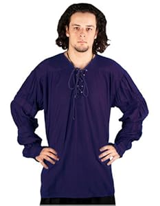 Pirate Gothic Renaissance Medieval Costume Shirt (Small / Medium, Royal Blue)