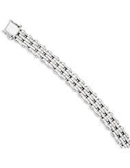 14k White Gold 9.7mm Polished Fancy Link Bracelet Length 8.5"