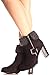 Forever Link SUEDE MATERIAL SIDE ZIPPER BUCKLE STRAP FUR TRIM ACCENT CHUNKY HIGH HEEL BOOTIES