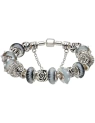 White and gray murano glass beads European complete charms beaded 2013 Mothers Day gifts new arrivals silver plated bracelets compatible with Pandora Jewelry