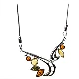 Sterling Silver Multi-Color Amber Modern Necklace