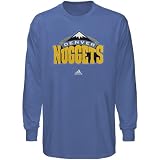 NBA adidas Denver Nuggets Light Blue Primary Logo Long Sleeve T-shirt (Small)