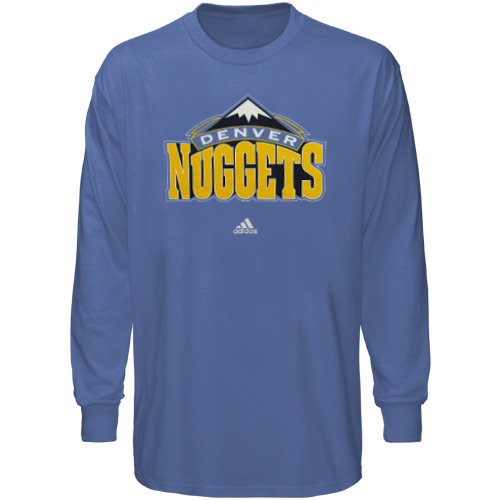 NBA adidas Denver Nuggets Light Blue Primary Logo Long Sleeve T-shirt (Large)