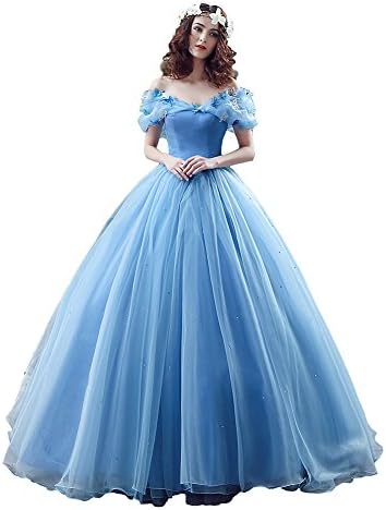 Magydre Women's Princess Cosplay Ball Gown Lace Up Cinderella Quinceanera Dress Blue US16