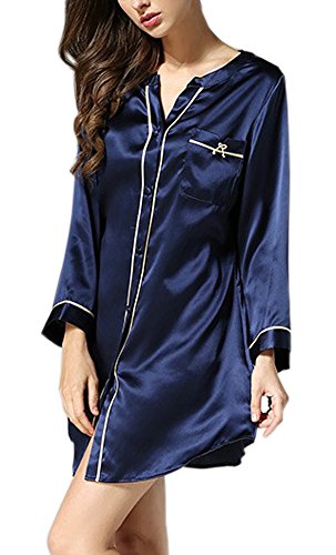 (MAYUDAMAシルク)シルク100％ シャツワンピース パジャマ ルームウェア ネグリジェ スタイリッシュ セクシー ゆったりデザイン レディース 選べるサイズ・カラー