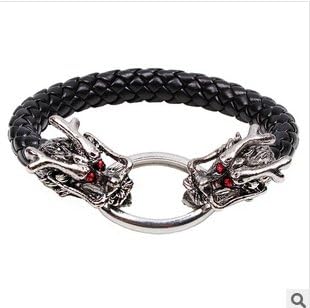 Leather Tibetan Silver Men Bracelet Titanium Fashion Male Vintage Accessories Parataxis Skull Bracelet Men Jewelry (SKBR454)