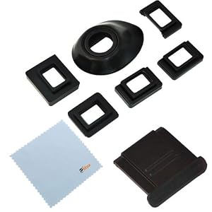 GTMax Universal Eyecup Eye Cup Eyepiece with 5 Adapters + Hot Shoe Cover + Cleaning Cloth for Canon Nikon and Pentax SLR Digital Camera