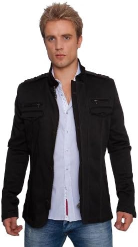 RNT23 JEANS Men's Epaulette Full Zip Jacket XXXXXL BLACK