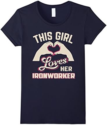 Women's Ironworker T shirts - This Girl Loves Her Ironworker Shirt Medium Navy