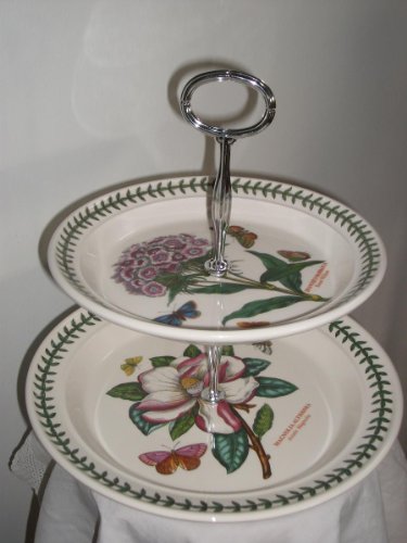 Portmeirion Bespoke 2 Tier Botanic Garden Cake Stand - Magnolia and Sweet William