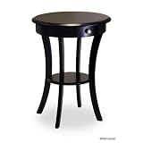 Winsome 20227 Black Beechwood ROUND ACCENT TABLE WITH ONE DRAWER ONE SHELF