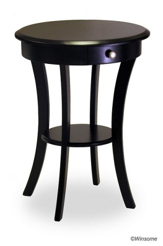 Buy Winsome 20227 Black Beechwood ROUND ACCENT TABLE WITH ONE DRAWER ONE SHELF online at Discounted New and Used prices. Delivered to your door with Off-The-Bookshelf.