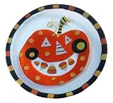 Pumpkin with Candy Corn Glass Fusion Plate by Lori Siebert