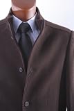 Men's Single Breasted Brown Luxury Wool Three Quarter Length Topcoat For The Young Generation