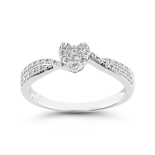 Womens 10k White Gold Engagement Ring (1/4 cttw I-J Color, I2 Clarity), Size 6