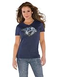 Nashville Predators Navy Women's Primary Logo Tri Blend V Neck T-Shirt- by Alyssa Milano