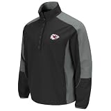 NFL Kansas City Chiefs Determination Adult Long Sleeved Lightweight Performance Pullovr Jacket, Black/Storm Gray, Medium
