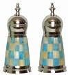 Decorative Salt & Pepper Set with Inlaid Blue Resin & Mother of Pearl