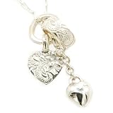 ■パリスキッズ 【SILVER】 プルメリアアラベスクハートチャームネックレス リング SILVER925