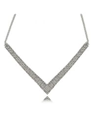 Diamond Necklace Sterling Silver V-Shaped Bismark Link