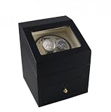 Heiden Design Automatic Double Watch Winder with Drawer - Black Leather