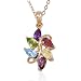 18k Yellow Gold Overlay Sterling Silver Multi-Gemstone Drop Pendant, 18