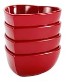 Zak Designs 4-Piece Heart Shaped Condiment Bowl Set, Red