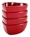Zak Designs 4-Piece Heart Shaped Condiment Bowl Set, Red