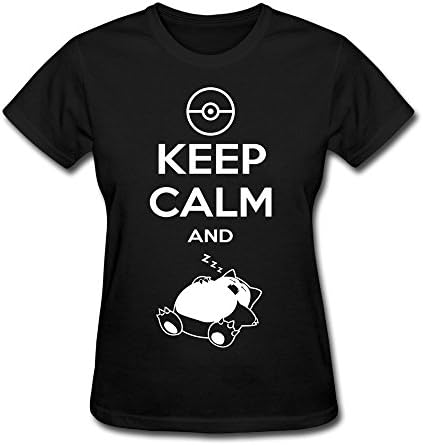 Women's Keep Calm And Carry On Snorlax Sleep On Pokemon Tee,Black Tshirts By HGiorgis M Black