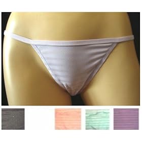 Buy Ladies Textured String Bikini Panty in Stretch Solid Pattern Many Colors S-XXL by Bonnie & Clyde