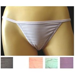Buy Ladies Textured String Bikini Panty in Stretch Solid Pattern Many Colors S-XXL by Bonnie & Clyde