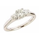 0.83ct Three Stone Diamond Engagement Ring Certified $3000 Value 14K White Gold (SI2 Clarity, G/H Color)