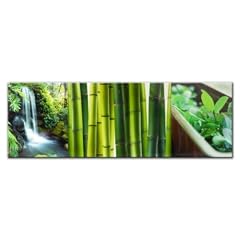 Bild Bambus Wandbild Kunstdruck Lackdruck Feng Shui Deko Gr�n - 30x90cm