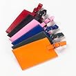 Colored Leather Oversized Rectangular Luggage Tag Color: Pink