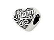 Zable(tm) Sterling Silver Mom Heart Shape Bead / Charm
