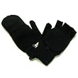 Ladies and Teens Winter Knit Flip Mitten Fingerless Gloves Glomitt Black