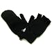 Ladies and Teens Winter Knit Flip Mitten Fingerless Gloves Glomitt Black