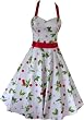 Pretty Kitty Fashion White Cherry Rockabilly 50s Pin-Up Prom Swing Dress