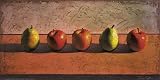 Apples And Pears In A Row - Artist: Tania Darashkevich - Art Print on Canvas - Image Size: 39.50 by 19.75 inches Art Print on Canvas
