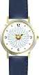 Lady Bug on Daisy Flower - Ladybug - JP Animal - WATCHBUDDY&reg; DELUXE TWO-TONE THEME WATCH - Arabic Numbers - Blue Leather Strap-Size-Women's Size-Small
