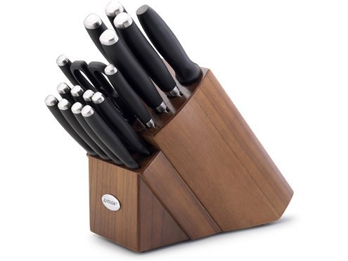 Anolon Advanced SURE GRIP Cutlery 17-Piece Block Set (Stainless Steel Handles for Steak Knives)