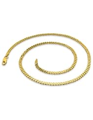 14K Gold Plated Silver Curb Chain 3.0mm (16", 18", 20", 22", 24" inch lengths)