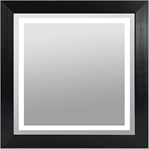 square frame led mirror 30x30 wood lighted vanity finish