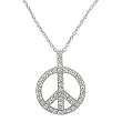 CZ Peace Sign Necklace 16"