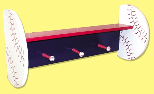 Child's Baseball Shelf with Pegs