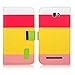 Cellularvilla Wallet Case for BLU Studio 5.5 D610a Pu Leather Wallet Card Flip Open Pocket Case Cover Pouch (Pink Yellow)